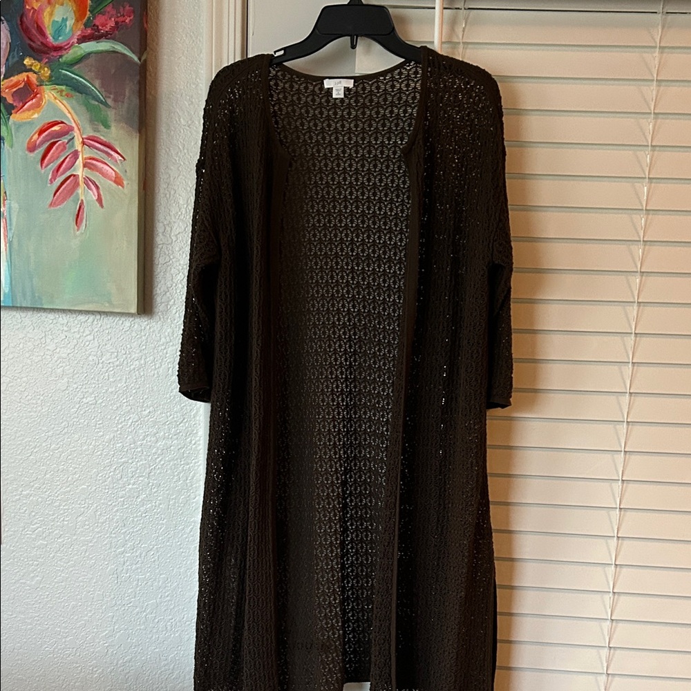 J. Jill Chocolate Open Knit Sweater